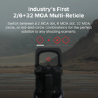 OSIGHT XR Enclosed Red Dot Sight, 2/6 & 32 MOA Multi-Reticle.