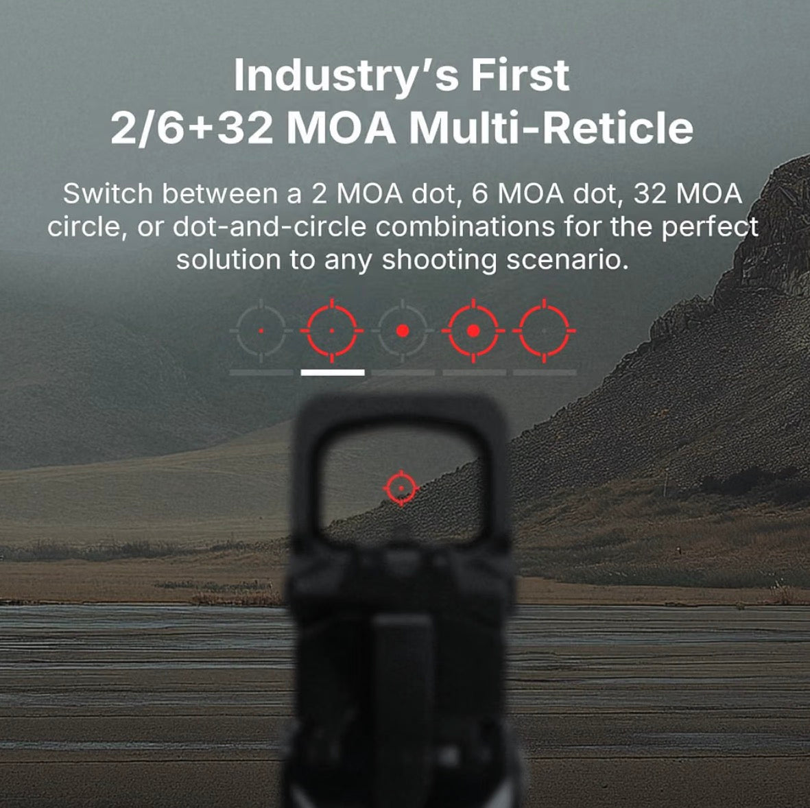 OSIGHT XR Enclosed Red Dot Sight, 2/6 & 32 MOA Multi-Reticle.