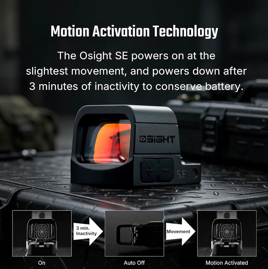 OSIGHT SE Enclosed Red Dot, 2 & 32 MOA Multi-Reticle or 6 MOA Dot