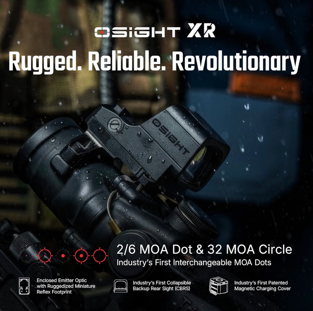 OSIGHT XR Enclosed Red Dot Sight, 2/6 & 32 MOA Multi-Reticle.